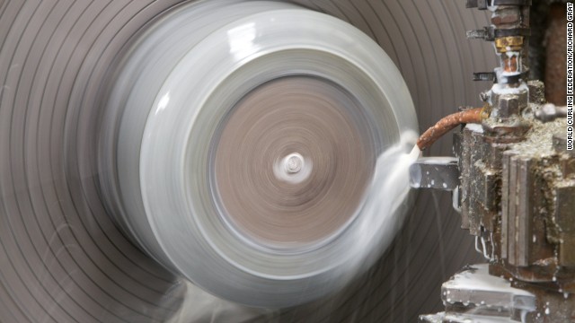 A machine then polishes the stone to ensure it has the required shiny finish.