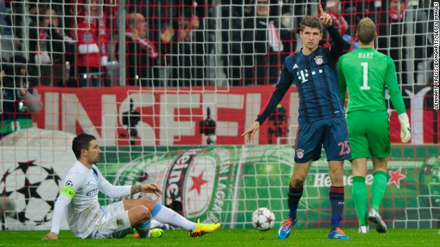 Bayern Munich's Thomas Muller got his side off to the perfect start with a goal in the fifth minute, but Manchester City came back to record a memorable 3-2 victory. 