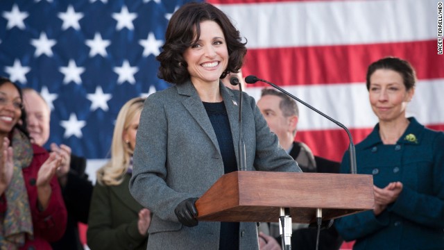 Outstanding female actor in a comedy series: Julia Louis-Dreyfus "Veep" (pictured); Mayim Bialik "The Big Bang Theory;" Julie Bowen "Modern Family;" Edie Falco "Nurse Jackie;" Tina Fey "30 Rock."