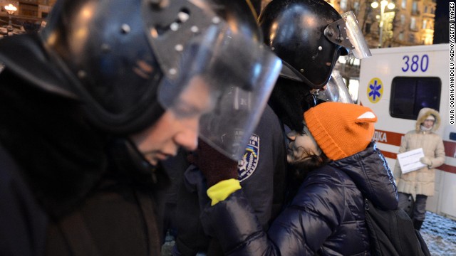 Police enter Kiev's Independence Square on December 11.