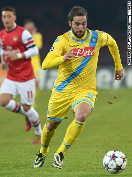 Argentinian forward Gonzalo Higuain scored in the 73rd minute for Napoli and Jose Callejon added a second in injury time, but Rafa Benitez's side miss out on the last 16 and will now play in the Europa League. 