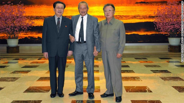 Jang is seen with Kim Jong Il, right, and Naguib Sawiris, center, the executive chairman of Cairo-based Orascom Telecom, at an undisclosed place in North Korea on January 23, 2011. 