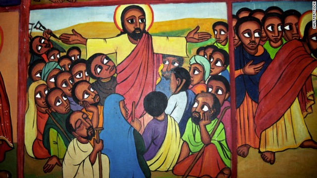 In Kalacha, Kenya, Jesus is portrayed as a black man, and is often painted this way in remote African villages. 