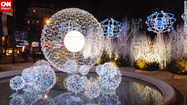 <a href='http://ireport.cnn.com/docs/DOC-1065830' target='_blank'>Erin McCormack</a> was visiting Paris during a Thanksgiving vacation with her sister and a friend when she came across this light installation. "It definitely put me in more of a holiday spirit," she says.