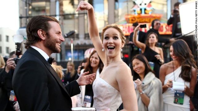 Jennifer Lawrence (seen here with "Sliver Linings Playbook" and "American Hustle" co-star Bradley Cooper) couldn't have been more popular in 2013 as both the star of "The Hunger Games" films and<a href='marquee.blogs.cnn.com/2013/11/12/jennifer-lawrence-is-still-everything/'> the coolest person on the planet. </a>