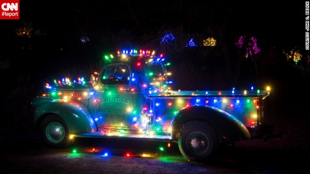 This old truck wrapped in Christmas lights was on display in the Hudson Gardens in Littleton, Colorado. "During the winter season when it is too cold for folks to sit outside and enjoy a music concert, Hudson Gardens decorates their facility with thousands of Christmas holiday lighting," <a href='http://ireport.cnn.com/docs/DOC-1066300' target='_blank'>John C. Bielick</a> said. "When I see the Christmas decorations in the wintery cold, I get a feeling of warmth inside."