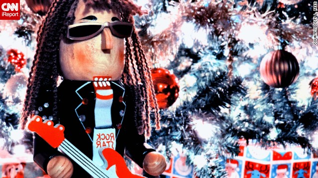 Quirky Christmas ornaments seem to be the way to go. <a href='http://ireport.cnn.com/docs/DOC-1065672' target='_blank'>Coty L. Reed </a>bought this rock star nutcracker in 2011, and it always makes it to the branches of their tree. "My son, Jameson, LOVES nutcrackers," she said. "I believe he is definitely English - seems to have a John Lennon style to me."