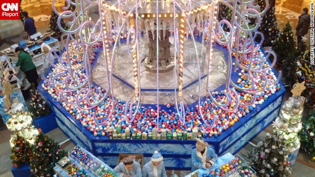 <a href='http://ireport.cnn.com/docs/DOC-1067293' target='_blank'>Victoria Agronskaya</a> discovered this beautifully decorated fountain in the GUM department store in Moscow, Russia. "The GUM fountain is the most famous fountain in Moscow," Victoria explains. This year, the water has been replaced with Christmas toys and there is a small Christmas market surrounding it.