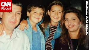 Nicole Eisenschenk, in the striped shirt, is pictured with her family in 1993. They lived in Dallas, Texas.