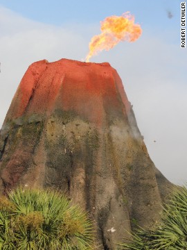 The Hawaiian Rumbles' main attraction is a 50-foot volcano, which erupts with fire and lava every 20 minutes.