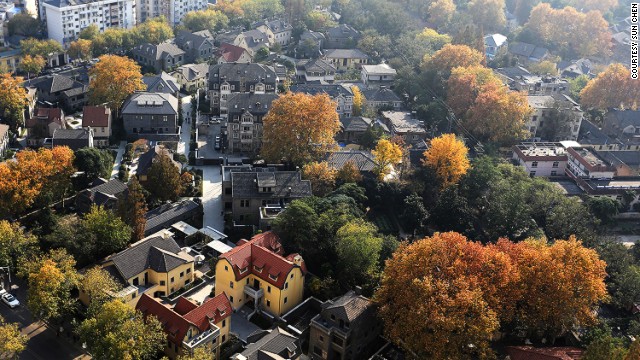 Old Nanjing neighborhood seen from above. The former mayor was said to have a penchant for demolition projects