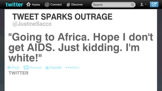 Gran revuelo en internet por un tuit racista que bromeaba con el sida en África