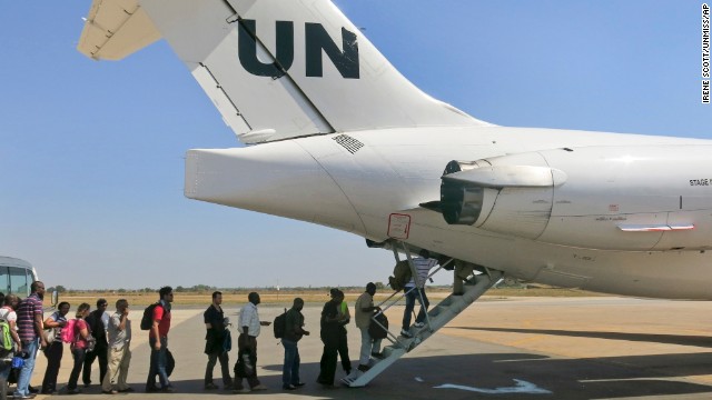 On Sunday, December 22, the United Nations relocates noncritical staff from Juba to Entebbe, Uganda. Civilian helicopters evacuated U.S. citizens from the violent South Sudan city of Bor, capital of Jonglei state, which has had bouts of heavy machine gun fire. Some 3,000 citizens from Canada, Britain and Kenya remain trapped there, a top U.N. official said Monday. 