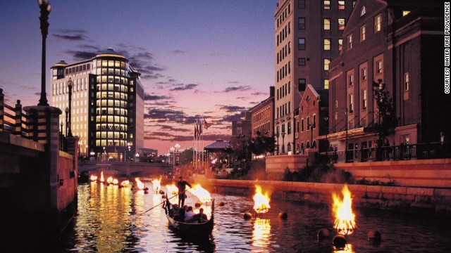 Fire and water combine in downtown Providence for an award-winning installation of more than 80 sparkling bonfires in braziers on the city's three rivers. Created in 1994 by Barnaby Evans, <a href='http://waterfire.org' target='_blank'>WaterFire</a> will celebrate its 20th anniversary this year. The schedule typically runs from the end of May through early November. 