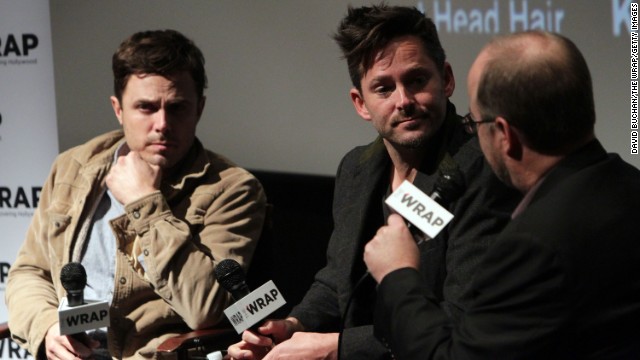 Actor Casey Affleck and director Scott Cooper speak at a screening of 