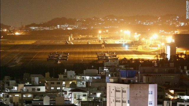 An evening view of Futenma on April 5. 