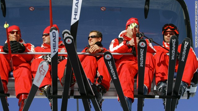 Schumacher (center) on a ski lift at the Madonna di Campiglio resort in January 2006. Langran says that over the past decade about 41.5 people have died skiing/snowboarding per year in the U.S. on average. "During the 2010/11 season, 47 fatalities occurred out of the 60.5 million skier/snowboarder days reported for the season," he added. 