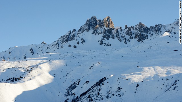 The "Dent de Burgin" peak in the French ski resort of Meribel under which the retired German driver reportedly had his skiing accident. 