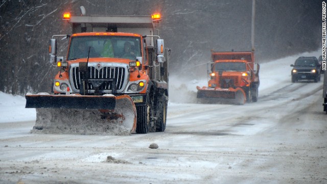 Trucks clear snow off the roads in Torrington, Connecticut, on January 2. 