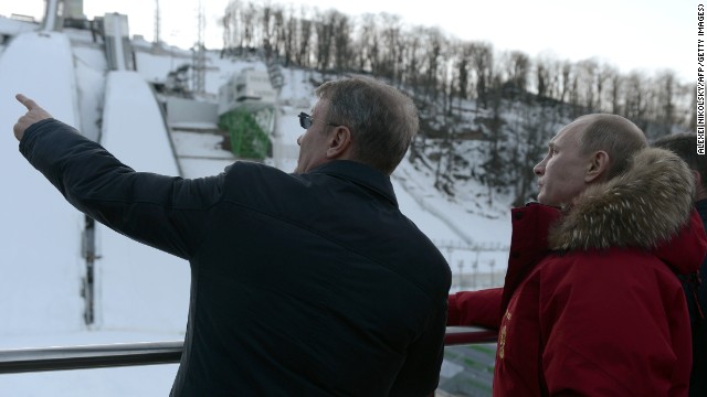 Putin is shown facilities at Sochi ahead of the Winter Games which start next month at the Black Sea resort. 