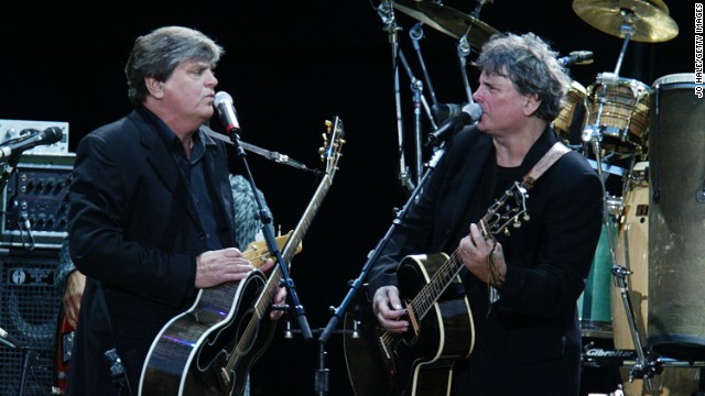 The Everly Brothers support Simon and Garfunkel during a concert in Hyde Park, London.