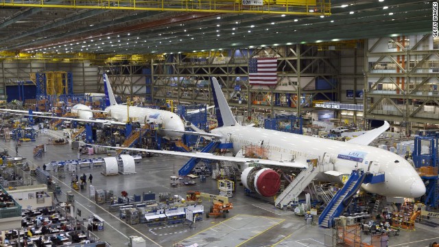 A file picture showing Boeing 787 Dreamliners on the assembly line in Everett, Washington. 