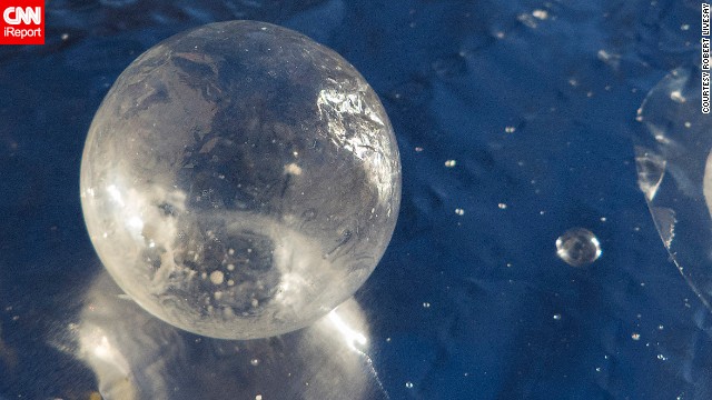 CNN iReporter Robert Livesay took this picture of frozen ice bubble he blew in Grove, Oklahoma, on Monday, January 6. "If you have too much wind, the bubbles will blow away," he said.