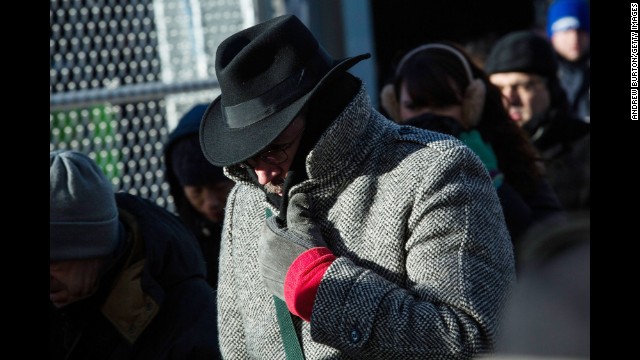 A man bundles up against the cold in New York City on January 7.