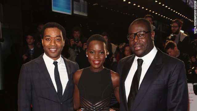 Nyong'o pictured with "12 Years" star Chiwetel Ejiofor (left) and director Steve McQueen (right) at the movie's European premiere, at the London Film Festival on October 18, 2013.