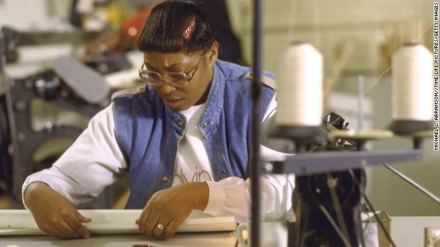 A woman in 1987 participates in a workforce program that trains and finds new jobs for people on welfare.