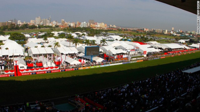 The Greyville Racecourse in Durban is home to top-class racing in South Africa and surrounds a championship golf course. It has spectacular views from its main grandstand of the city of Durban and the hotels on its Golden Mile. Residents of the city can access the course via a direct road which passes under the course.
