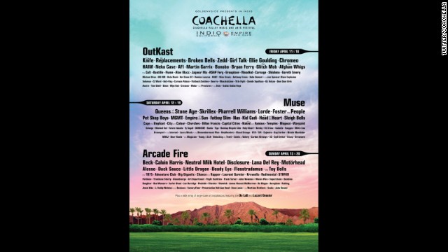 Coachella has unveiled its lineup for the 2014 music festival in Indio, California.