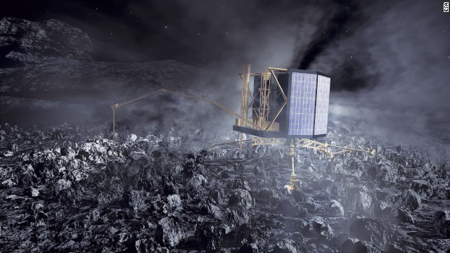 Rosetta will release its robot lander Philae for a soft landing on the comet in November. It will fire harpoons to anchor itself to the comet. Scientists expect the lander to send back data to Earth for at least a week and possibly for many months as the comet heads toward the sun.