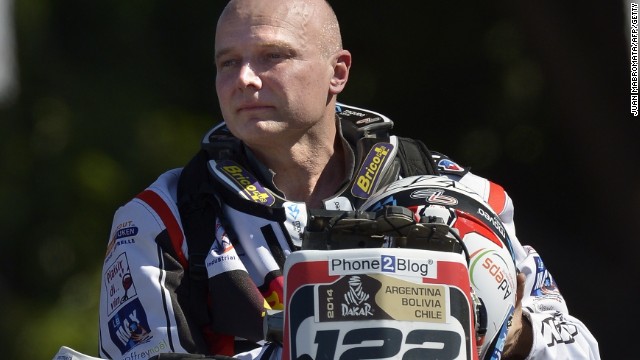 Belgium's Eric Palante at the start of the 2014 Dakar Rally in Rosario in Argentina. The Honda rider died on the fifth stage of the event.
