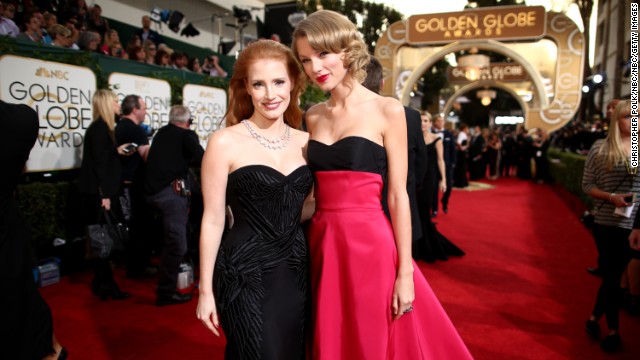 Jessica Chastain, left, and Taylor Swift 