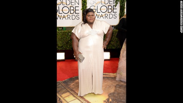 Gabourey Sidibe arrives on the red carpet at the 2014 Golden Globe Awards on January 12.