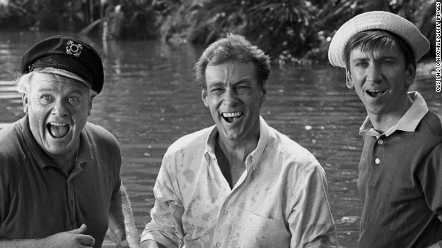 Russell Johnson, center, stands with Alan Hale Jr., left, and Bob Denver in an episode of "Gilligan's Island" in 1966. Johnson, who played "the professor" Roy Hinkley in the hit television show, passed away January 16 at his home in Washington state, according to his agent, Mike Eisenstadt. Johnson was 89.