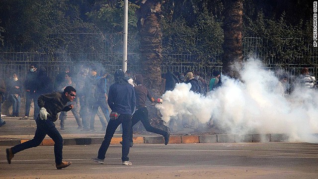 Clashes near Cairo University in Giza, Egypt, on January 16, 2014.