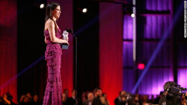 Sandra Bullock won best actress in an action movie at the 2014 Critics Choice Awards.