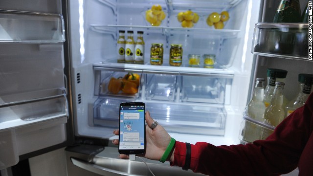 A smart refrigerator on display at the International Consumer Electronics Show (CES) last week in Las Vegas. 