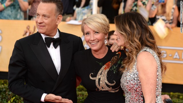 From left, Tom Hanks, Emma Thompson and Rita Wilson