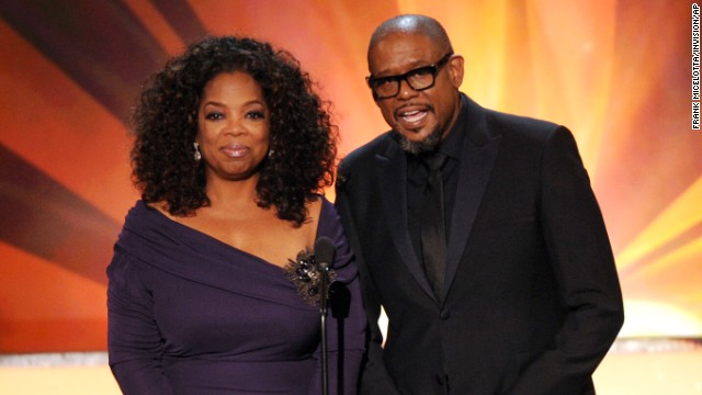 Oprah Winfrey and Forest Whitaker present a clip from their film "Lee Daniels' The Butler." It was nominated for outstanding performance by a cast in a motion picture.