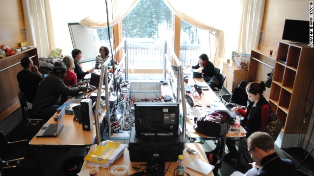 CNN is setting up in its workspace -- which is usually used as a spa. CNN is broadcasting from Davos between January 20 and January 25.