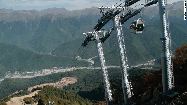 This September 2010 photo shows ski facilities under construction in Krasnaya Polyana near Sochi.