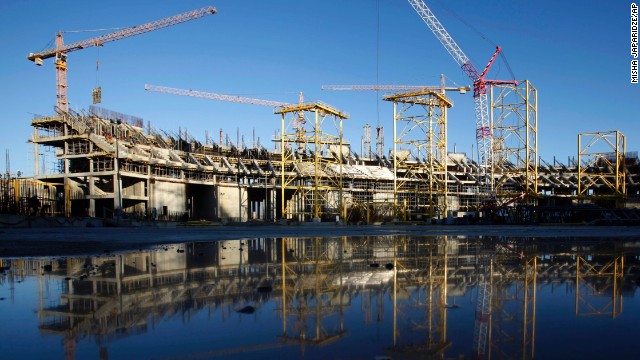 Central stadium is under construction in Sochi's Olympic Park in December 2011. 