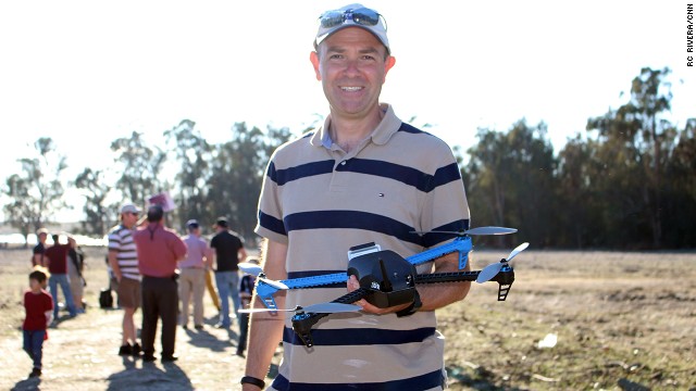 Chris Anderson, founder of 3D Robotics, holds the company's new Iris drone. The device is designed for aerial photography and will cost $750 when it is released in February. 