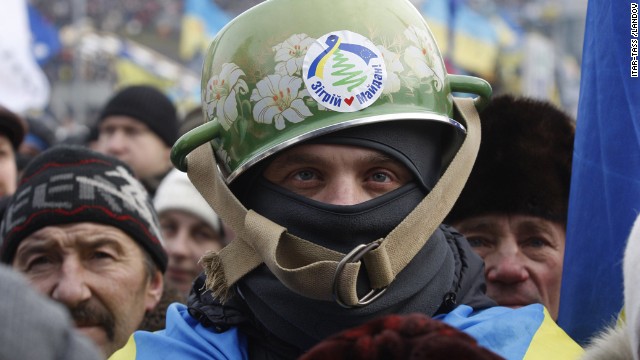 A European integration supporter at Independence Square in central Kiev.