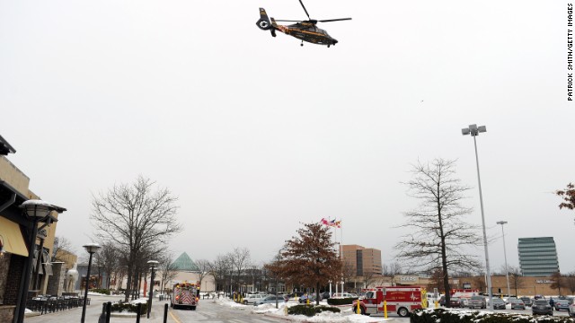 The Maryland State Police medivac flys over the mall. 