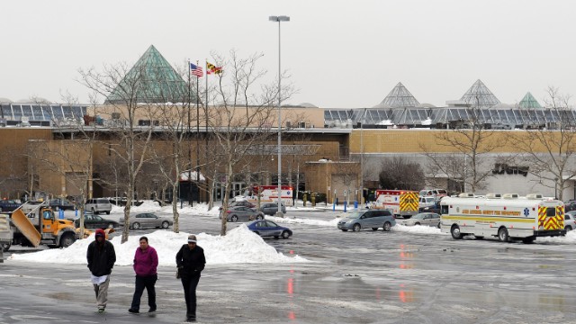 The area outside the mall is seen after the shooting. 