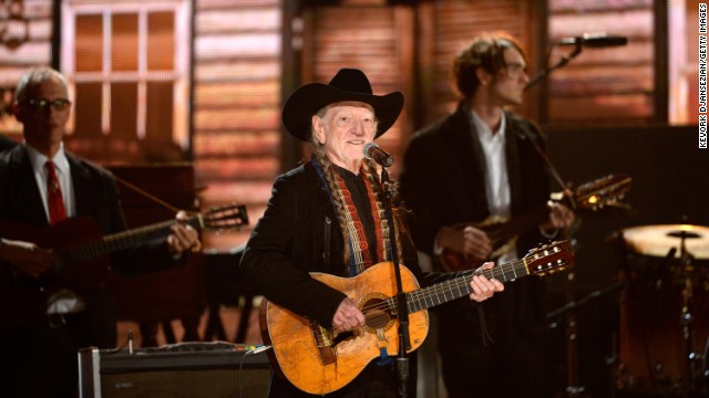 Country legend Willie Nelson takes the stage. He was joined by Kris Kristofferson, Blake Shelton and Merle Haggard.